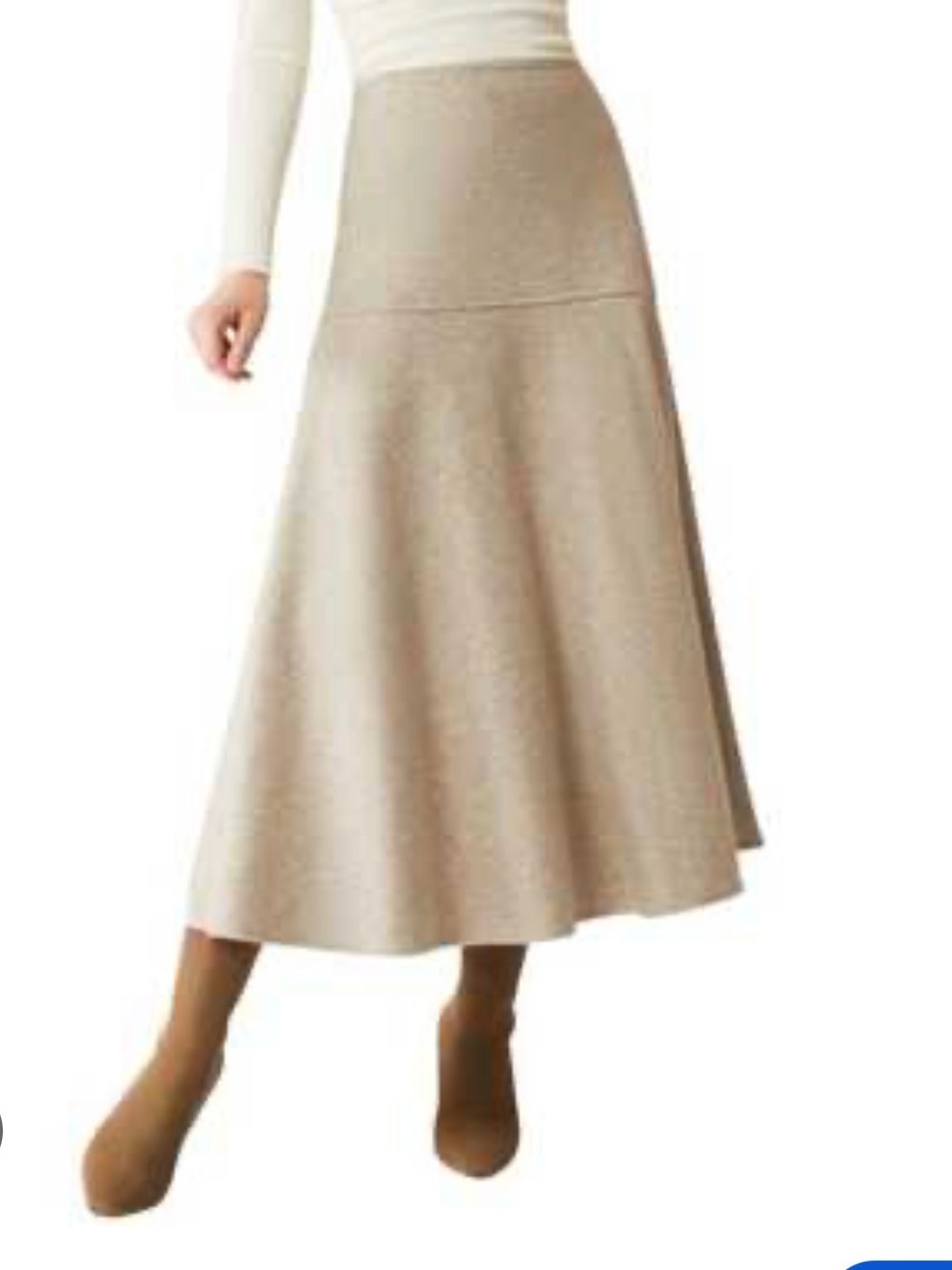 Wool-like Flared Maxi Skirt Heather Oatmeal - Women's